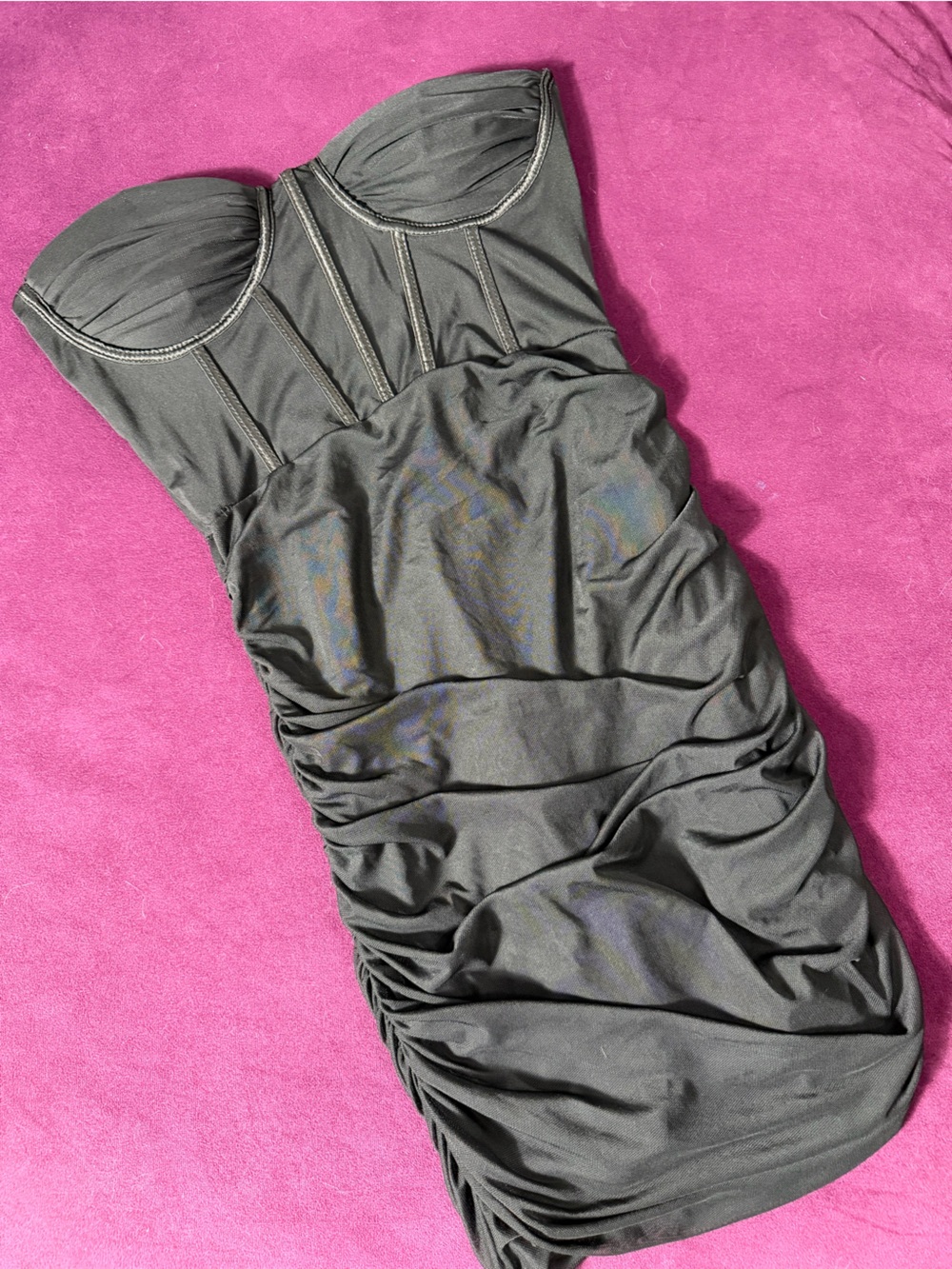 Ruched Strapless Mini Skirt in Black